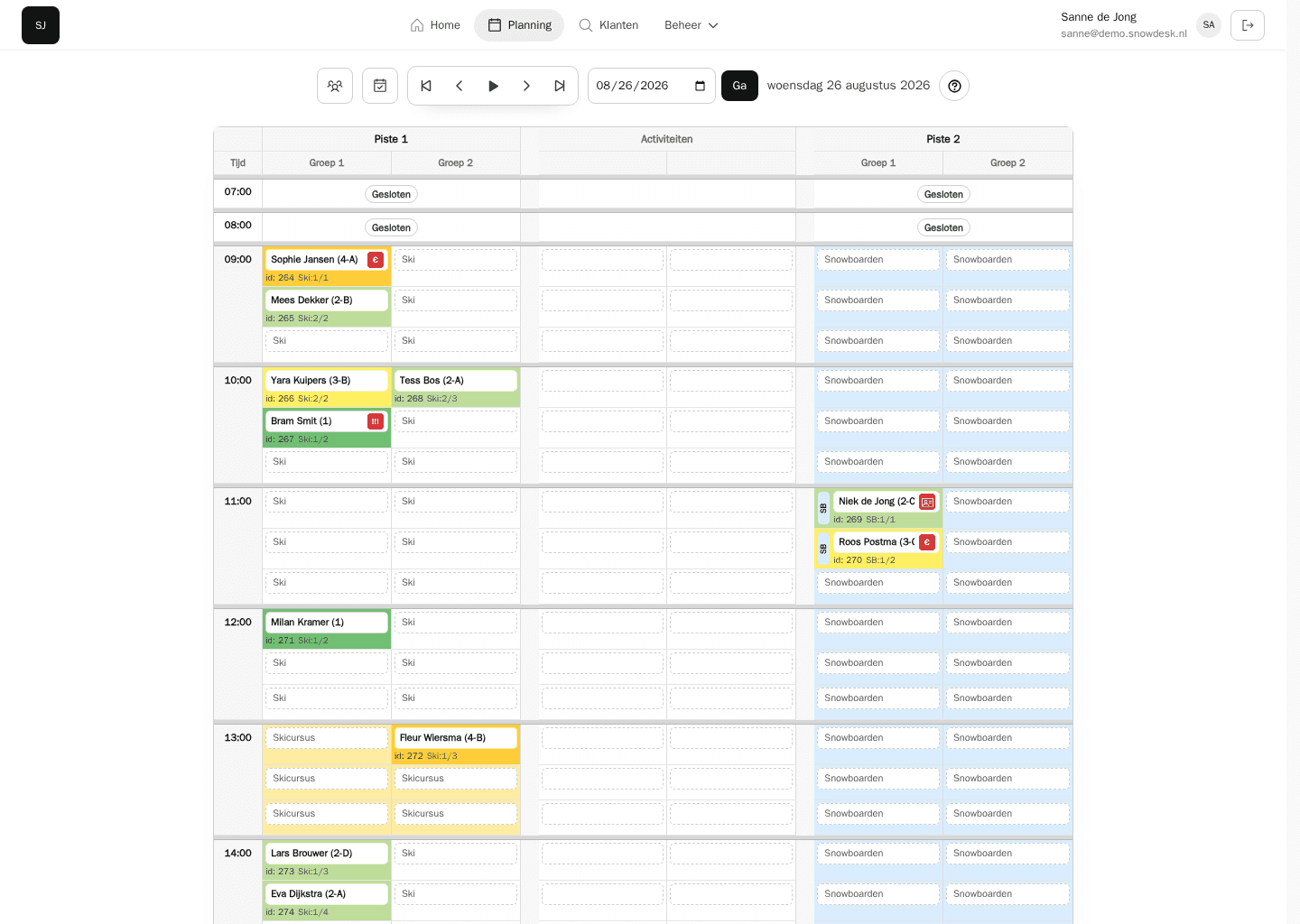 Snowdesk dagplanning