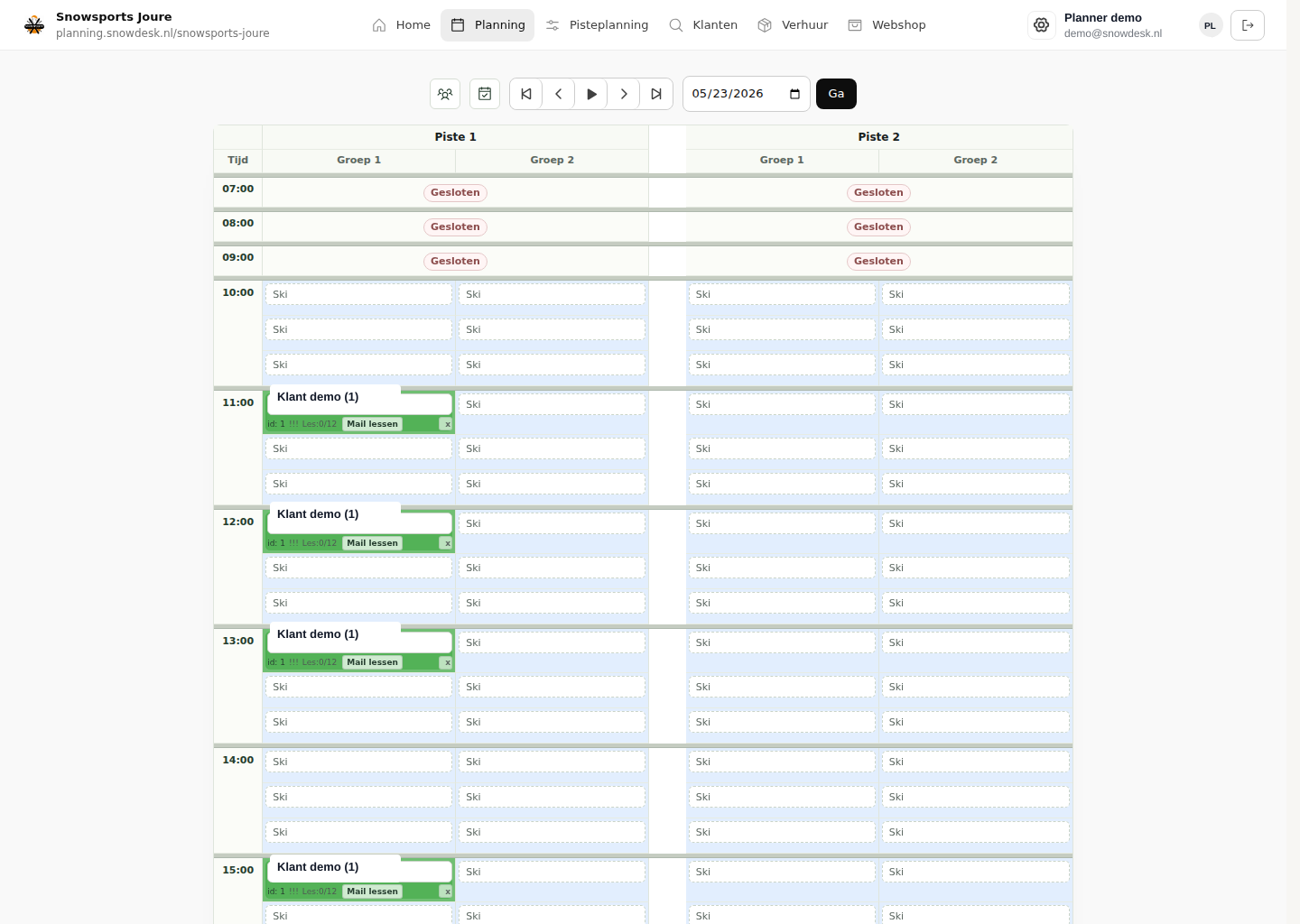 Snowdesk dagplanning